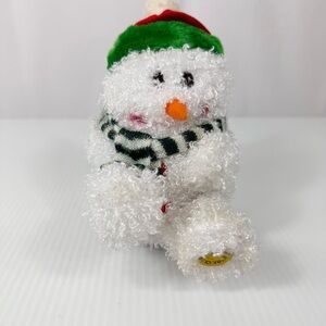 Rare Gemmy Christmas Snowman Kicking Singing Jingle Bells & Up on the House Top